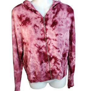 NEW BAEA tie-dye burgundy pink hoodie M